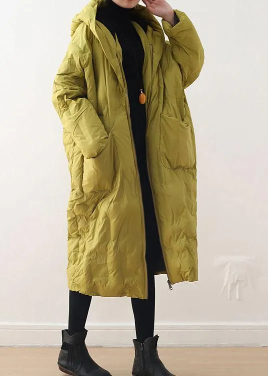 Warm Yellow Down Coat original design literary retro overcoat