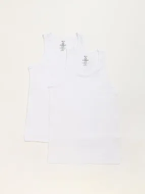 WES Lounge Plain White Cotton Vests - Pack of 2