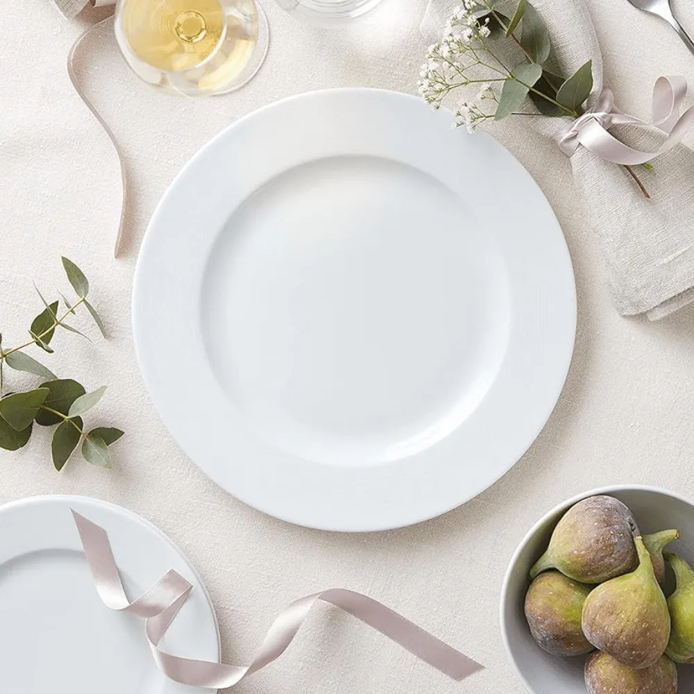 White Porcelain Dinner Plates 26cm Set of 2 - Geneviève Lethu Dinnerware