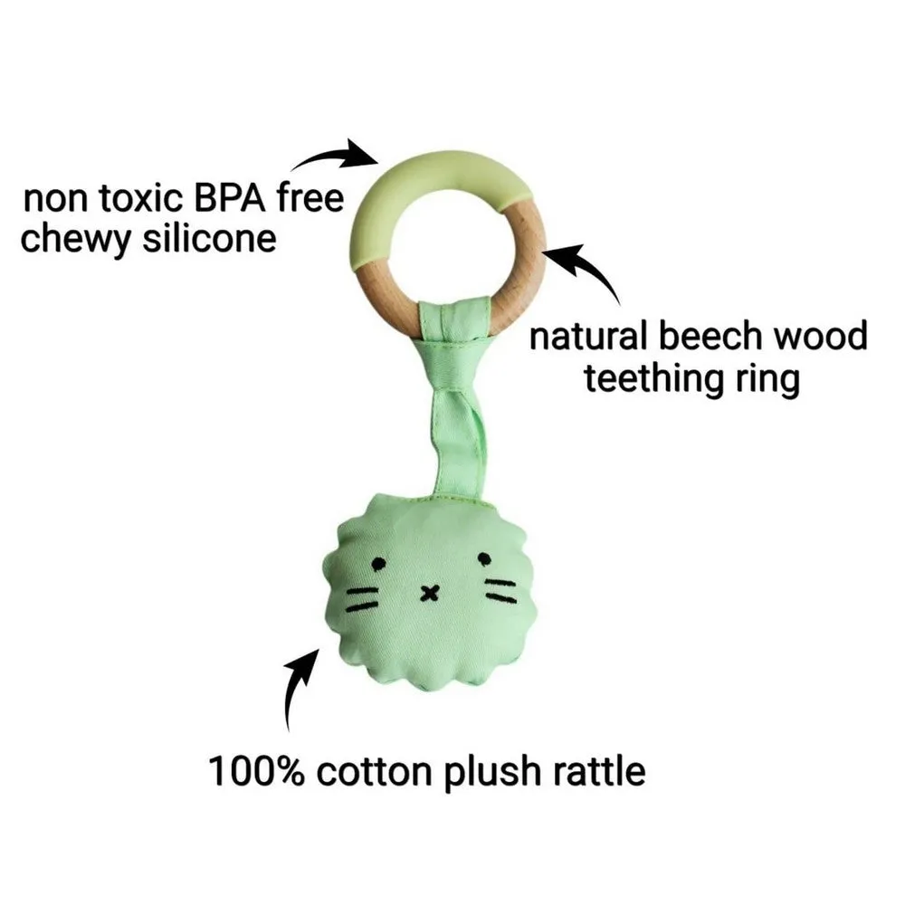 Wood Plush Rattle Teether Toy