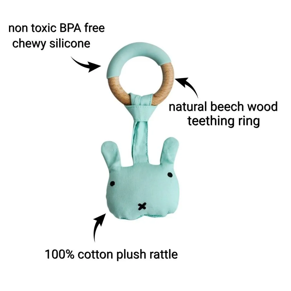 Wood Plush Rattle Teether Toy