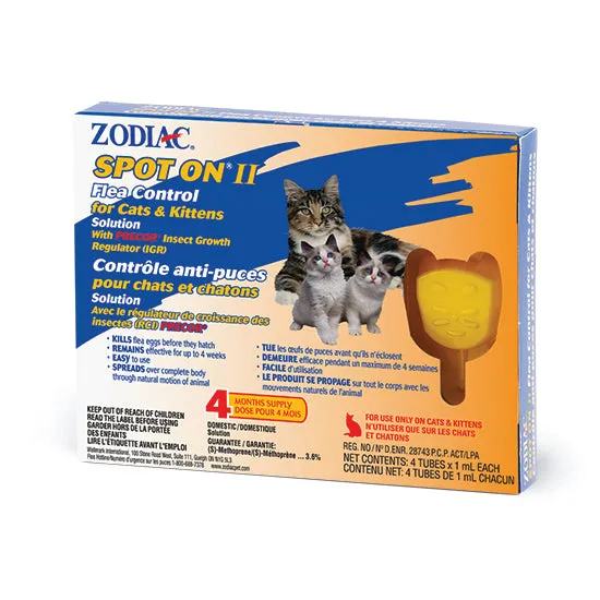 ZODIAC® SPOT ON® II FLEA CONTROL FOR CATS & KITTENS – WITH PRECOR® INSECT GROWTH REGULATOR (IGR)